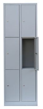 6-tueriger Faecherschrank aus Stahl 300 mm pro Abteil - 2 Abteile je 3 Faecher